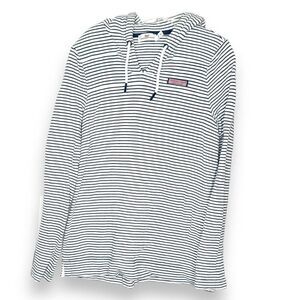 Vineyard Vines Women’s Blue White Stripe Hooded Long Sleeve Sweatshirt Nautical